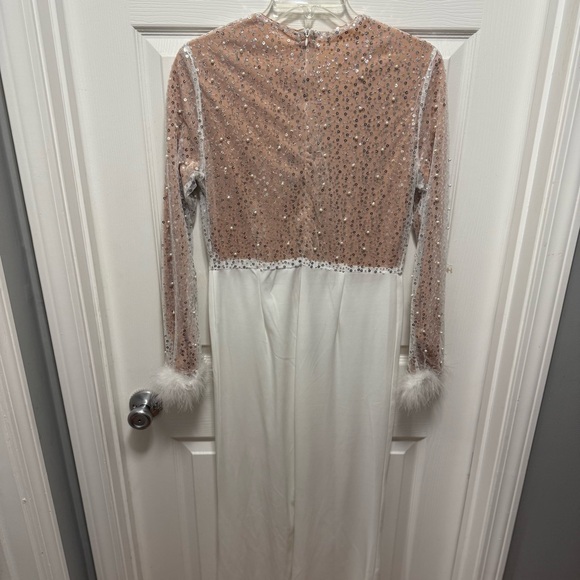 Elegant Sequin and Feather Jumpsuit - Picture 7 of 8